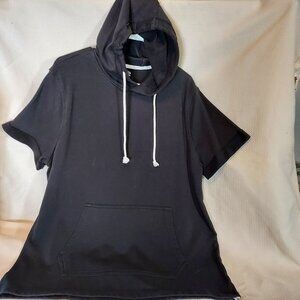 ATHLETIC WORKS BLACK SHORT SLEEVE HOODIE